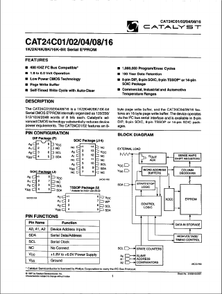 CAT24C04J-2.5TE7 Datasheet PDF Catalyst Semiconductor => Onsemi
