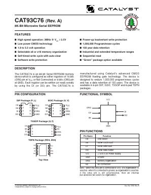 CAT93C76PITE13 Datasheet PDF Catalyst Semiconductor => Onsemi