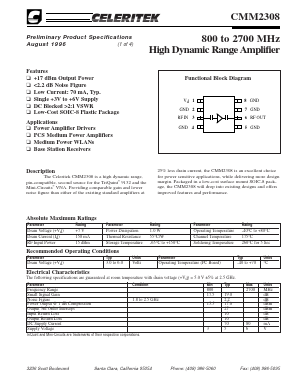 CMM2308 Datasheet PDF Celeritek, Inc.
