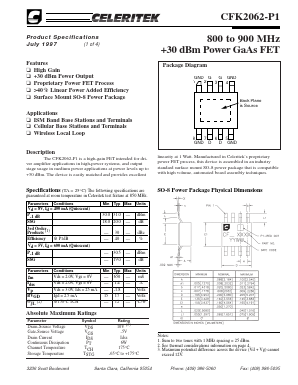 CFK2062-P1 Datasheet PDF Celeritek, Inc.