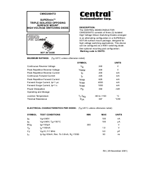 CMXD2004TO Datasheet PDF Central Semiconductor