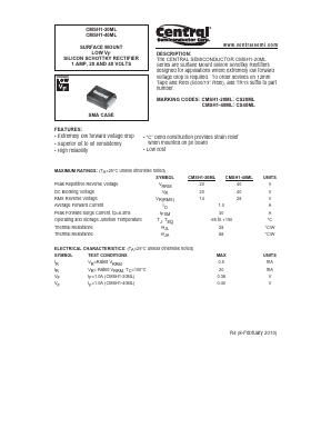 CMSH1-20ML Datasheet PDF Central Semiconductor