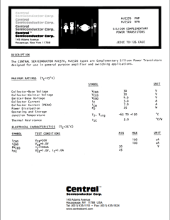 MJE370 Datasheet PDF Central Semiconductor