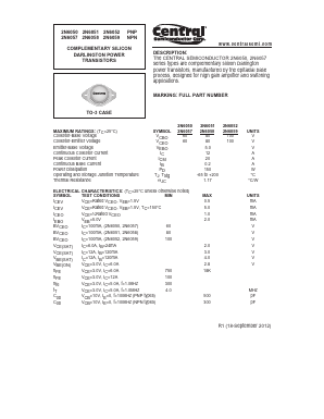 2N6051 Datasheet PDF Central Semiconductor
