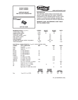 BC856BT Datasheet PDF Central Semiconductor