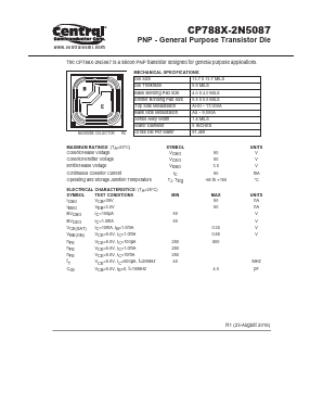 CP788X-2N5087 Datasheet PDF Central Semiconductor