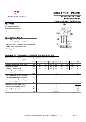 KBU6A Datasheet PDF CHENG-YI ELECTRONIC CO., LTD.