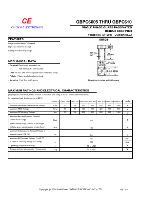 GBPC604 Datasheet PDF CHENG-YI ELECTRONIC CO., LTD.