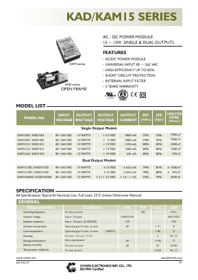 KAM1512 Datasheet PDF CHINFA ELECTRONICS