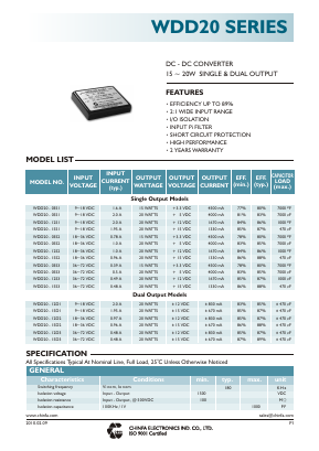 WDD20-15D3 Datasheet PDF CHINFA ELECTRONICS