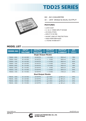 TDD25 Datasheet PDF CHINFA ELECTRONICS