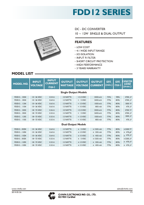 FDD12-15D5 Datasheet PDF CHINFA ELECTRONICS