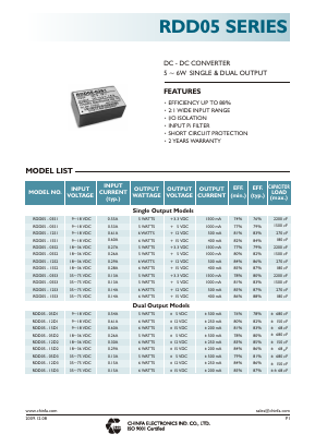 RDD05-12S3 Datasheet PDF CHINFA ELECTRONICS