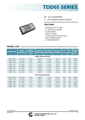 TDD05-15D4 Datasheet PDF CHINFA ELECTRONICS