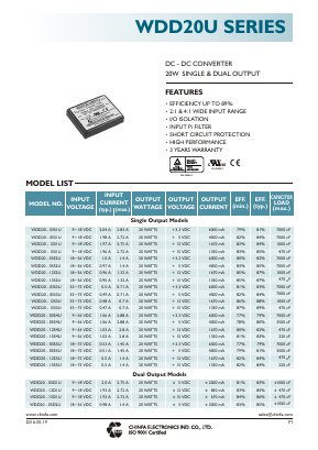 WDD20-03S4U Datasheet PDF CHINFA ELECTRONICS