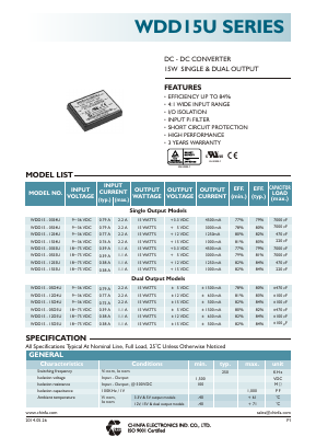 WDD15-05D5U Datasheet PDF CHINFA ELECTRONICS