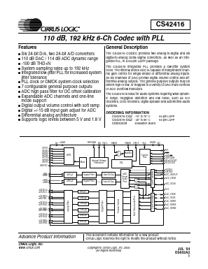 CDB42416 Datasheet PDF Cirrus Logic
