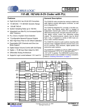 CDB42418 Datasheet PDF Cirrus Logic