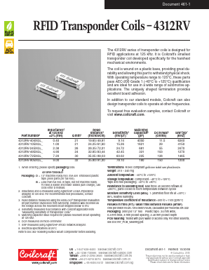 4312RV Datasheet PDF Coilcraft Inc