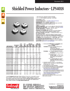 LPS4018-105MR Datasheet PDF Coilcraft Inc
