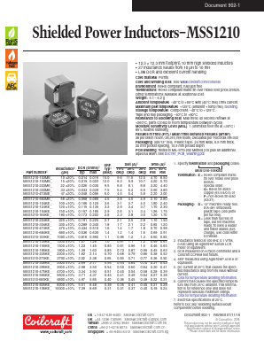 MSS1210-473MED Datasheet PDF Coilcraft Inc