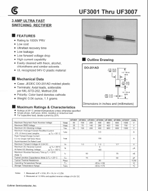UF3001 Datasheet PDF Collmer Semiconductor