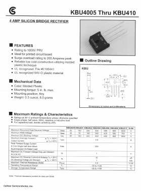 KBU404 Datasheet PDF Collmer Semiconductor