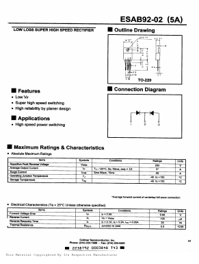 ESAB92-02 Datasheet PDF Collmer Semiconductor