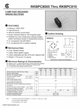 RKBPC810 Datasheet PDF Collmer Semiconductor
