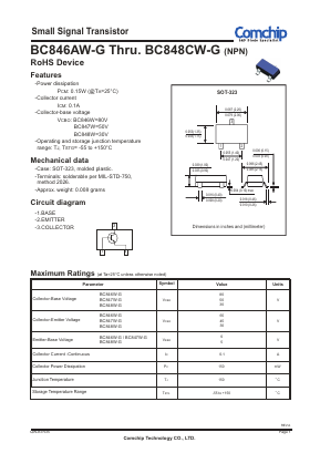 BC846AW-G Datasheet PDF ComChip