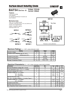 BAT54C-G Datasheet PDF ComChip