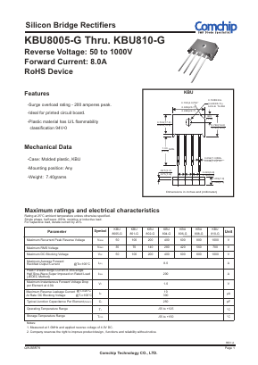 KBU801-G Datasheet PDF ComChip