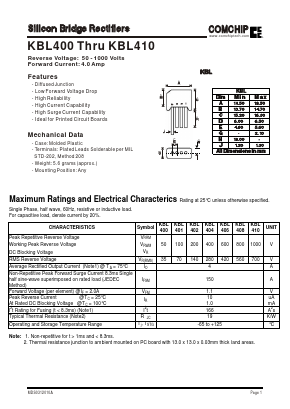 KBL410 Datasheet PDF ComChip