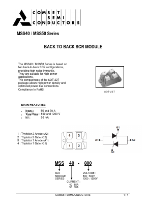 MSS40 Datasheet PDF Comset Semiconductors