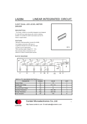 LA2284 Datasheet PDF Contek Microelectronics