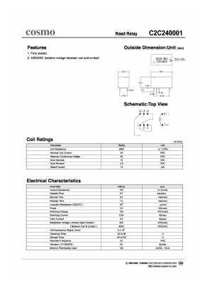 C2C240001 Datasheet PDF COSMO Electronics