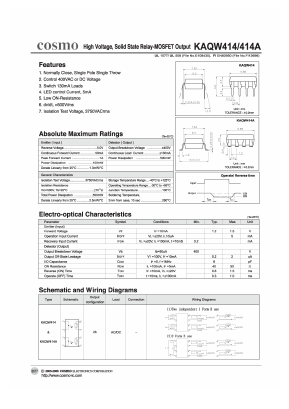 KAQW414A Datasheet PDF COSMO Electronics