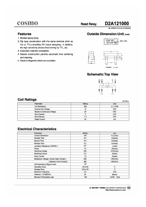 D2A121000 Datasheet PDF COSMO Electronics