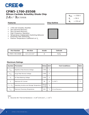 CPW5-1700-Z050B Datasheet PDF Cree, Inc