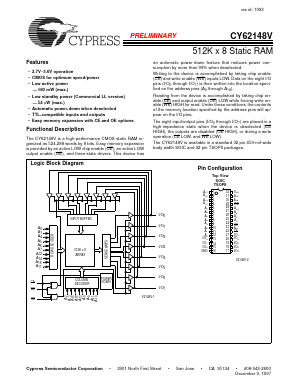 CY62148V-55SC Datasheet PDF Cypress Semiconductor