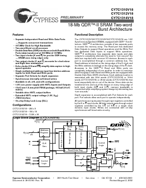 CY7C1310V18 Datasheet PDF Cypress Semiconductor
