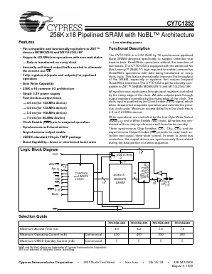 CY7C1352 Datasheet PDF Cypress Semiconductor