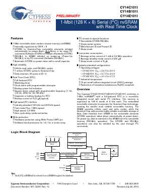 CY14B101I Datasheet PDF Cypress Semiconductor