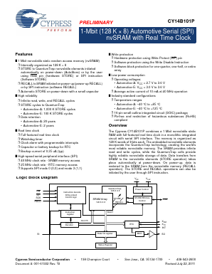 CY14B101P Datasheet PDF Cypress Semiconductor