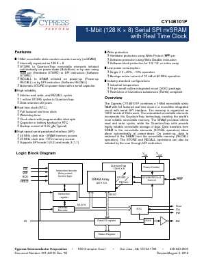 CY14B101P-SFXIT Datasheet PDF Cypress Semiconductor