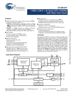 CY14B101P-SFXI Datasheet PDF Cypress Semiconductor