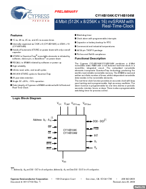 CY14B104K-ZS45XC Datasheet PDF Cypress Semiconductor