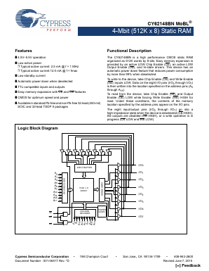 CY62148BN Datasheet PDF Cypress Semiconductor