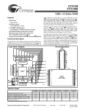CY7C1009-25VC Datasheet PDF Cypress Semiconductor