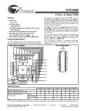 CY7C1049B-25 Datasheet PDF Cypress Semiconductor